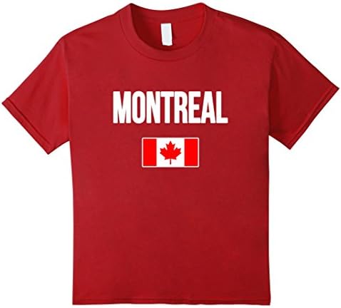 Kids Montreal T-shirt Canadian Flag Tee Canada Souvenir 10 Cranberry