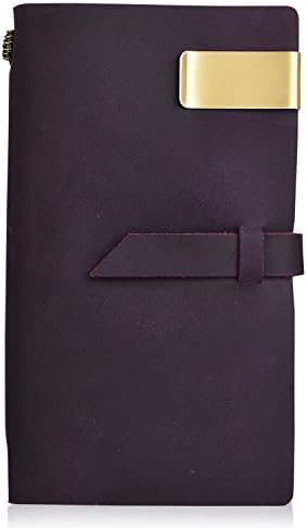 7Felicity Refillable Pages Leather Journal, Classic Genuine Leather Notebook for Gifts Fountain Pen Users, Medium 6.7inch × 4.5inch Diary,Handmade Traveler's Writing Notebook Art Sketchbook (Purple)