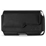 The New HTC One M8 Leather Pouch Case Cover Holster - Secure Belt Clip and Belt Loops (Fits HTC One M8 With Otterbox Commuter / Defender Case On)