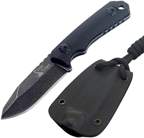 TrueStrike Fixed Blade Neck Knife, Drop Point Blade, Black G10 Handle, 4-3/4-Inch Overall