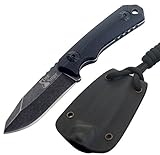 Fixed Blade Neck Knife, Drop Point Blade, Black G10 Handle, 4-3/4-Inch Overall