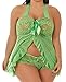 Plus Size Lingerie Babydoll Set for Women(4XL,Apple Green)