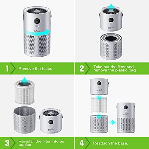 Housmile Air Purifier for Home,Air Cleaner with True HEPA Filter,3 Speeds Desktop Air Cleaner,Portable Purifiers for Dust, Smokers, Pollen, Pet Dander, Hay Fever, Cooking Smell(Gray)