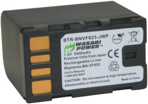 Kinamax 3000mAh BN-VF823 Replacement Battery for JVC Everio GZ-HD300, GZ-HD320, GZ-HM1, GZ-HM200, GZ-HM400 - Premium Japanese Cells