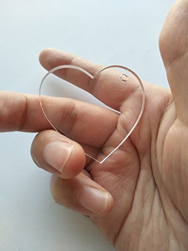 10pcs/lot Blank Clear Acrylic Heart Shape Pendants Material , Plexiglass Laser Cut Blank Hearts Keychain Necklace DIY Accessory 1/8" Thickness