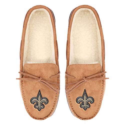 FOCO New Orleans Saints NFL Mens Team Logo Moccasin Slippers S