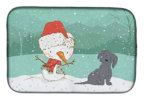 Caroline's Treasures CK2092DDM Black Maltese Snowman Christmas Dish Drying Mat…