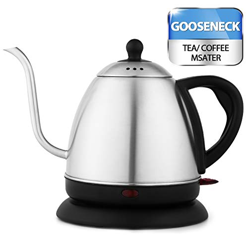Anfan Gooseneck Electric Kettle 1Liter Stainless Steel Hot Water Kettle for Pour Over Coffee and Tea | 1000W Fast Boil Teapot