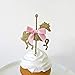 24PCS Carousel Toppers - Horse Cupcake Toppers - Carousel First Birthday - Horse Birthday Decor - Carousel Baby Shower - Gold Carousel Top