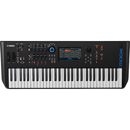 Yamaha MODX6 61-Key Weighted Action Synthesizer with Motion & Super Knob Controls and 4-Part Seamless Sound Switching Bundle with Stand, Headphone, MIDI Cable & Zorro Sounds Synthesizer Polish Cloth