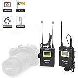 96-Channel UHF Wireless Lavalier Microphone for Camera Video News Live, Saramonic Wireless Lapel Mic System for Interview Canon Nikon D3300 Pentax Sony A9 RX0 DSLR &amp; Camcorders Vlog YouTube Podcast