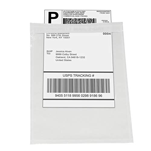 Mionno 7.5" x5.5" Clear Strong Adhesive Invoice Enclosed Pouches, 100pcs Packing List/Shipping Label Envelopes Pouches for Mailing Shipping Business (Short Side Loading) - Thumbnail 2