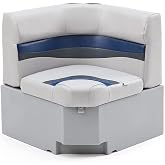 DeckMate Complete 28" Corner Classic Pontoon Boat Seat Bench and Base- Gray, Blue and Charcoal