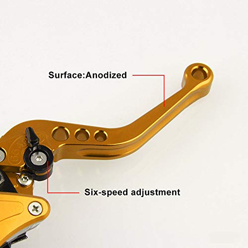 Zesion Motorcycle 7/8" 22mm Universal Hydraulic Brake Clutch Master Cylinder Reservoir Lever 1Pair (Color : Gold) - Thumbnail 4