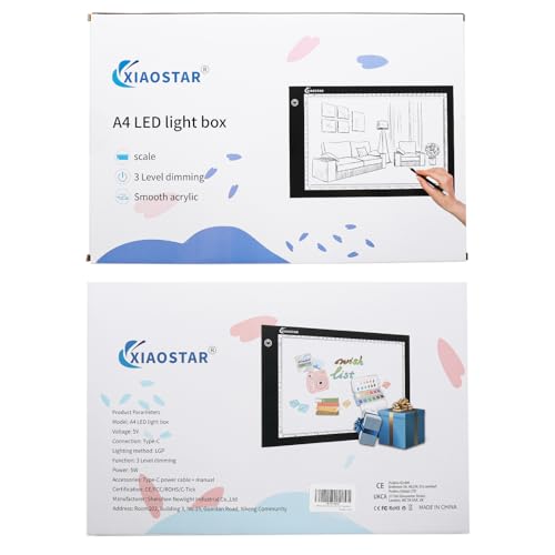 Light Box Drawing Pad, Tracing Board with Type-C Charge Cable and Brightness Adjustable for Artists, AnimationDrawing, Sketching, Animation, X-ray Viewing (A4) Not Rechargeable
