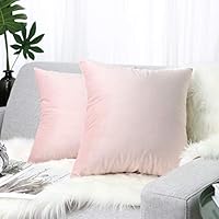 Lewondr Velvet Soft Throw Pillow Cover, 2 Pack Modern Solid Color Square Decorative Throw Pillow Case Cushion Covers for Car Sofa Bed Couch Home Decor, 18"x18"(45x45cm), Pink