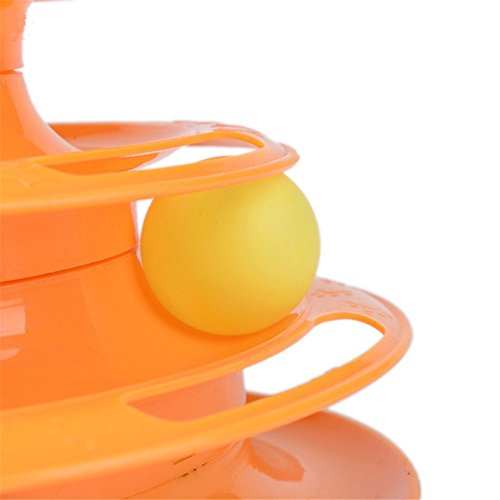 OWIKAR Tower Of Tracks Interactive Cat Toy, Three Levers Pet Toy Amusement Plate Crazy Ball Disk Cat Scratching Ball Toy for Multiple Cats - Thumbnail 4
