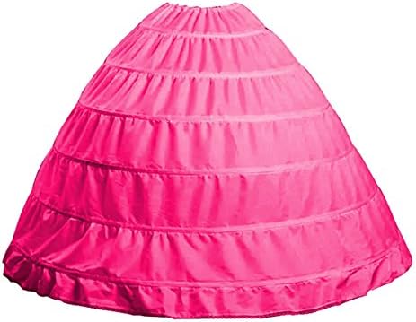 Butterfly Paradise Dress Women 6 Hoops Petticoat Crinoline Underskirt Floor Length for Wedding Bridal Gown Pink