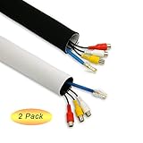 Cable Management Sleeves System, Velcro Design, Black White Reversible - 2 Pack 60-Inch Cord Organizers with Wire Labels - Easy and Best for TV, Electronics at Home or Office -By HomeyHomes