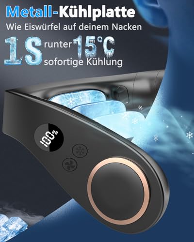 Kouric Neck Fan with Cooling, Neck Fans Extra Quiet (35 dB) 24 Hours USB-C 5500 mAh, 5 Levels & LED Display, Rotorless Fan for Hanging for Women/Men/Children/Outdoor/Indoor
