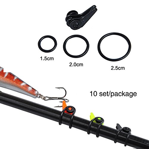 Agepoch 10pcs Fishing Rod Pole Hook Keeper Lure Spoon Bait Treble Holder Hang Hooks Rod Shackle Rock Rafting Tackle Accessories (black-10sets) - Thumbnail 2