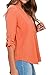 roswear Women's Casual V Neck Cuffed Sleeves Solid Chiffon Blouse Top Orange Medium