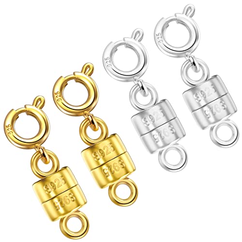 Ofiuny Magnetic Necklace Clasps and Closures 925 Sterling Silver Mini Magnetic Jewelry Clasp Connector for Bracelet Chain Extender(Made in Italy)