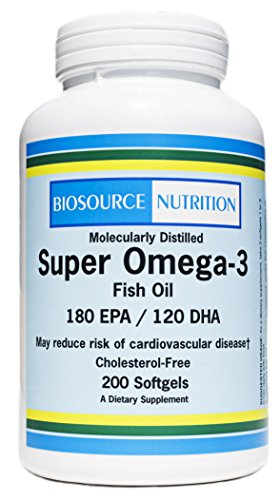 Biosource Nutrition Super Omega-3 Fish Oil 200 Softgels (2 Pack)