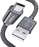 JSAUX Micro USB Cable Android,3-Pack(1ft+3.3ft+6.6ft)Micro USB to USB A High Speed Sync Charger Nylon Braided Cord compatible Samsung galaxy S6 S7 Edge Note 5,Kindle,LG,Xbox,PS4,Camera and More(Grey)