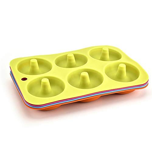 Donut Baking Pan Silicone Donut Molds 6-Cavity Non-Stick Safe Baking Tray Maker Pan Heat Resistance for Cake Biscuit Bagels Muffins