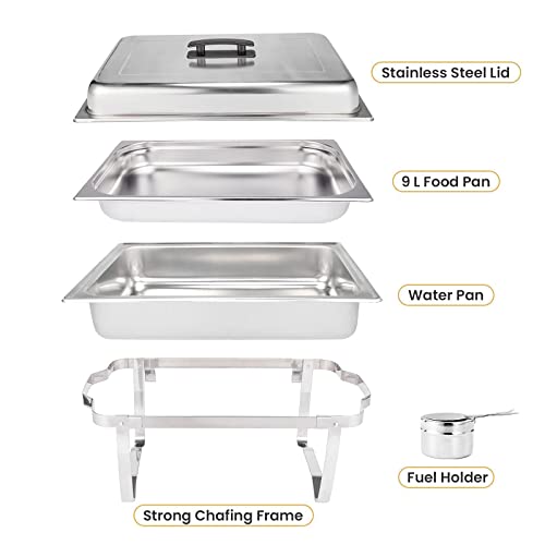 Chafing Dish 2 Pack 9 QT Stainless Steel, Full Size Chafing Dish Buffet