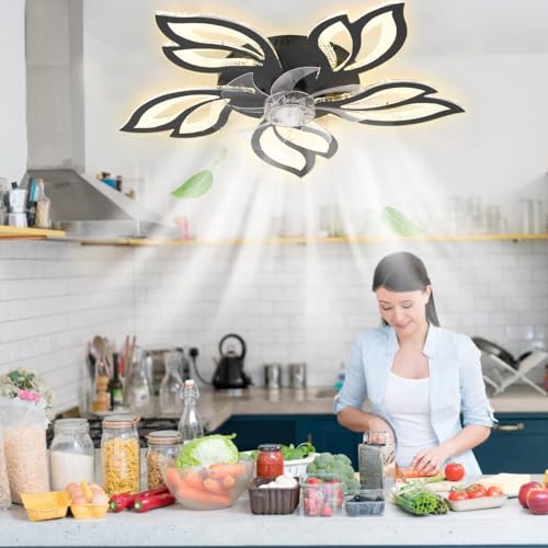 Dopwii Ventilador de techo con luz LED y mando a distancia, 3 colores regulables y 6 velocidades de viento, apto para salón, dormitorio, cocina, sala de estudio