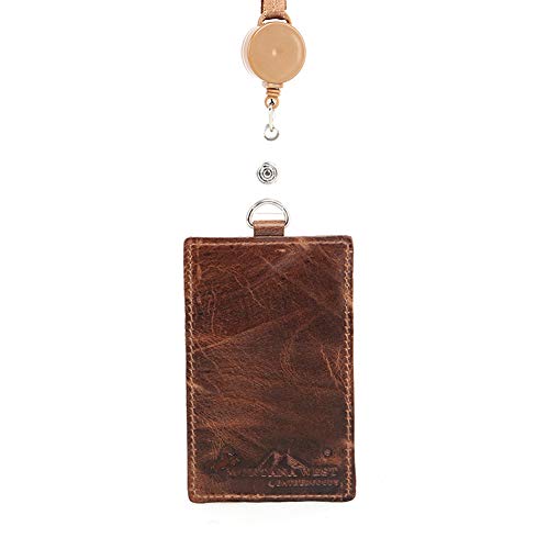 Montana West Genuine Leather ID Badge Holder Neck Lanyard Office ITD-001BR