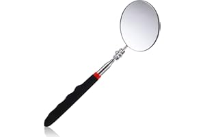 Telescoping Inspection Mirror, Circular Telescopic Mechanics Mirror Tool with Extended Handle Machine Tool Round Inspection M