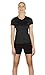 icyzone Workout Shirts Yoga Tops Activewear V-Neck T-Shirts For Women Running Fitness Sports Short Sleeve Tees (L, Black/Granite/Blue)