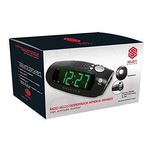 Select Sound Radioreloj Despertador con Alarma o Radio. Radio Am/FM, Sleep/Snooze, dsplay de 1.2"
