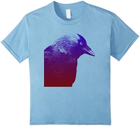 unisex-child Design Art Animal Vintage Style Portrait Crow T-shirt 6 Baby Blue
