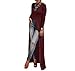 Womens Sexy High Front Split Long Sleeve Crewneck Clubwear Cocktail Maxi Dress Red XL