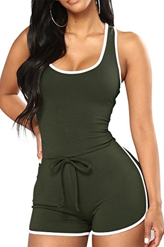 RBwinner Women's Sexy Summer Tank Top Sport Lounge Shorts Jumpsuits Rompers One Piece Short Catsuit (S, Army Green)