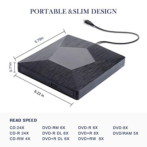 External CD Drive, Proslife USB 3.0 DVD Player, High Speed Data Transfer for Laptop/Desktop/XP/Vista/Win7/8/10/Mac, OS