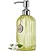 JASAI 18 Oz Vertical Striped Soap Dispenser with 304 Rust Proof Stainless Steel Pump, Refillable Lotion Soap Dispenser for Bathroom, Kitchen, Hand Soap, Dish Soap (Clear Yellow)