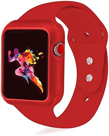 KEASDN Compatible Apple Watch Band Case 38mm 42mm, Silicone Sport iWatch Band Shock-Proof Case Compatible Apple Watch Series 3/2/1 Sport Edition