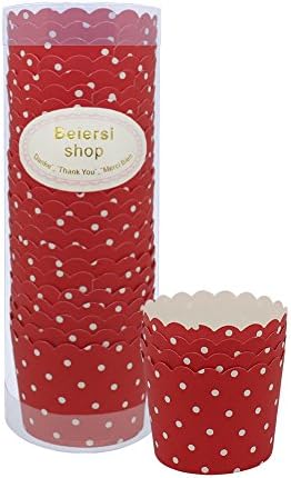 Beiersi Wave Point Paper Cake Cup Cupcake Dessert Muffin Cases Baking Cups 24Pcs (Red)