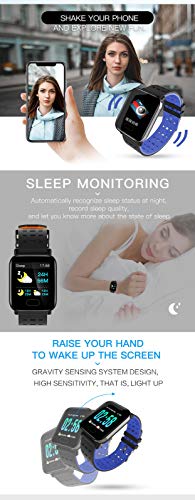 Sunward Waterproof Sport Smart Watch Blood Pressure Heart Rate Monitor for iOS Android Pedometer Activity Tracker Watch (Blue)