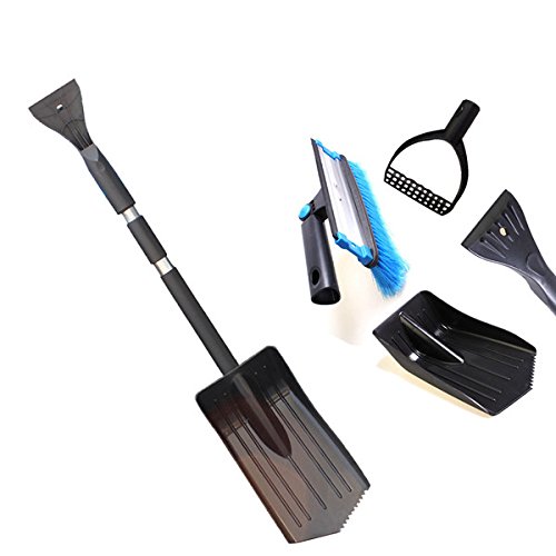 Ice Snow Scraper Combination Winter Vehicle Windshield Car Brush ShovelRetractable Removal Black