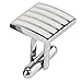 INSTEN Silver Cufflinks with White Stripes