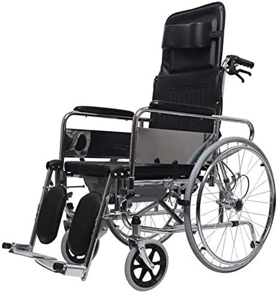 SXTYRL Folding portable and lightweight Wheelchair Heightening Backrest and Comfortable Neck protection pillow High-carbon steel Commode Chair Maximum load 100kg,wheelchair