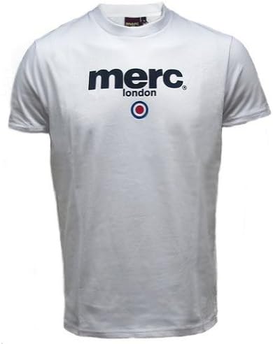 MERC LONDON White 60's Mod Retro Brighton T-shirt With Target Print Size Medium