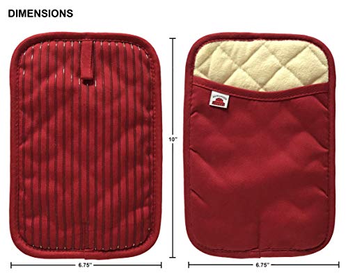 Big Red House Pot Holders, with The Heat Resistance of Silicone and Flexibility of Cotton, Recycled Cotton Infill, Terrycloth Lining, Set of 2 Red