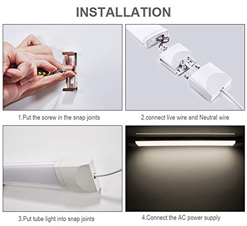 Anten LED Feuchtraumleuchte Flache (3CM Höhe) 60CM 18W Neutralweiß 4000K, Led Röhre Reihenschaltung Werkstattlampe IP65… – Bild 5